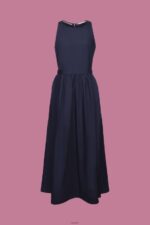 Women Esprit Navy Cotton Midi Dress Dresses XF4444185 - Image 5