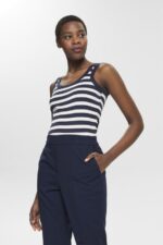 Women Esprit Navy Cotton tank top with stripes Tank XF4444242