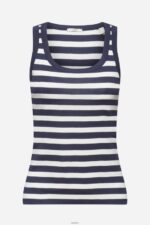 Women Esprit Navy Cotton tank top with stripes Tank XF4444242 - Image 5