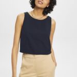 Women Esprit Navy Cropped sleeveless blouse Blouses XF4444310