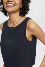 Women Esprit Navy Cropped sleeveless blouse Blouses XF4444310 - Image 3