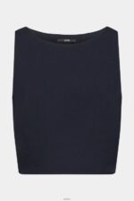 Women Esprit Navy Cropped sleeveless blouse Blouses XF4444310 - Image 5