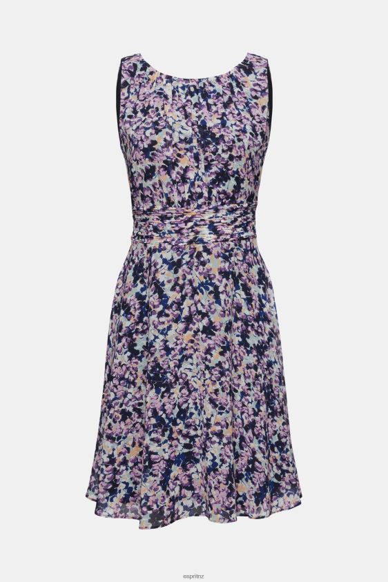 Women Esprit Navy Floral Recycled: Chiffon dress with a gathered waist Dresses XF444468 - Image 5