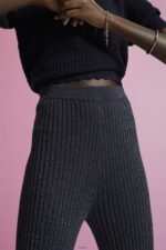 Women Esprit Navy Glitter effect knitted trousers Trousers & Pants XF4444259 - Image 3