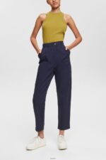 Women Esprit Navy High-rise chinos, 100% Pima cotton Trousers & Pants XF4444344 - Image 2