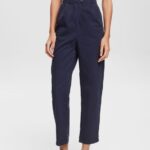 Women Esprit Navy High-rise chinos, 100% Pima cotton Trousers & Pants XF4444344
