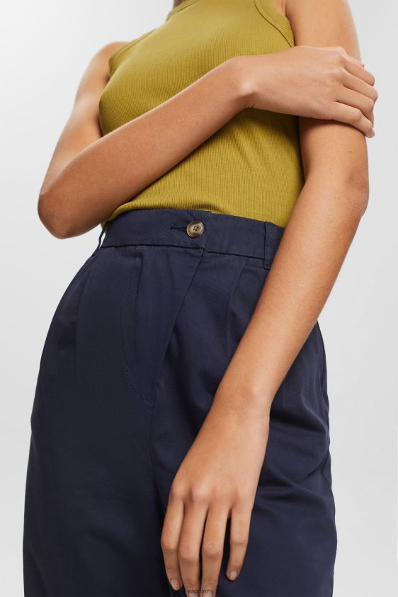 Women Esprit Navy High-rise chinos, 100% Pima cotton Trousers & Pants XF4444344 - Image 3