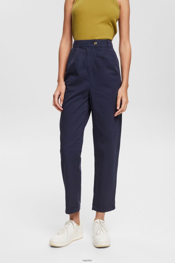 Women Esprit Navy High-rise chinos, 100% Pima cotton Trousers & Pants XF4444344 - Image 1