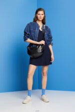 Women Esprit Navy Jersey dress with bell sleeves Dresses XF444464 - Image 2