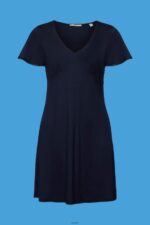 Women Esprit Navy Jersey dress with bell sleeves Dresses XF444464 - Image 5