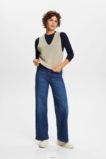 Women Esprit Navy Long sleeve top with a scalloped neck Long Sleeve XF444433 - Image 2