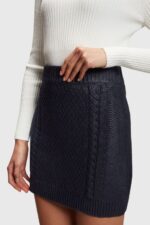Women Esprit Navy Metallic cable knit mini skirt Skirts XF4444359 - Image 2