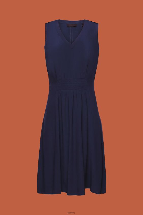 Women Esprit Navy Mini dress with a smocked waist Dresses XF4444228 - Image 5