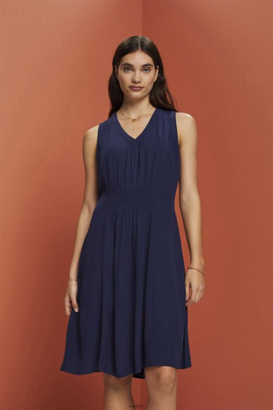 Women Esprit Navy Mini dress with a smocked waist Dresses XF4444228 - Image 1