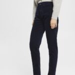 Women Esprit Navy Mom fit cord trousers Trousers & Pants XF4444253