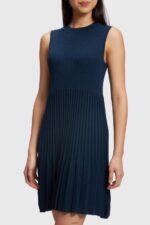 Women Esprit Navy Pleated fit and flare dress Dresses XF4444384
