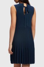 Women Esprit Navy Pleated fit and flare dress Dresses XF4444384 - Image 3