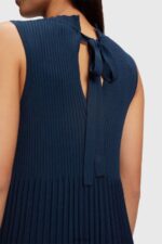 Women Esprit Navy Pleated fit and flare dress Dresses XF4444384 - Image 5