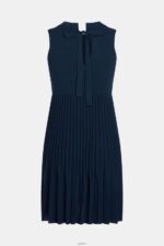 Women Esprit Navy Pleated fit and flare dress Dresses XF4444384 - Image 7