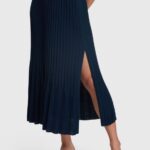 Women Esprit Navy Pleated midi skirt Skirts XF4444390