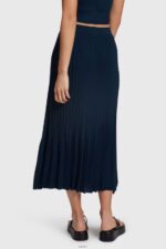 Women Esprit Navy Pleated midi skirt Skirts XF4444390 - Image 3