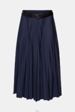 Women Esprit Navy Pleated skirt with belt Skirts XF4444548 - Image 4