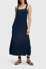 Women Esprit Navy Pleated strap dress Dresses XF4444388 - Image 2