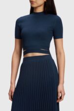 Women Esprit Navy Pleated top Sweaters XF4444378 - Image 2