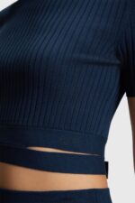 Women Esprit Navy Pleated top Sweaters XF4444378 - Image 4