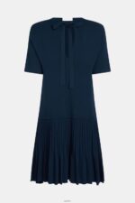 Women Esprit Navy Pretty Pleats Frill Hem Dress Dresses XF4444470 - Image 5