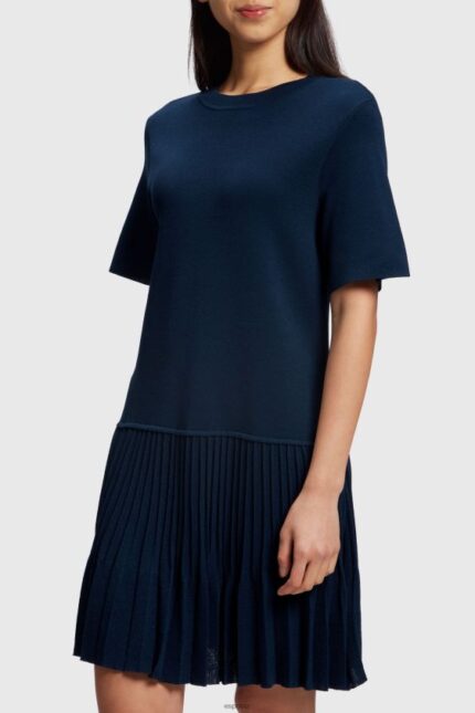 Women Esprit Navy Pretty Pleats Frill Hem Dress Dresses XF4444470