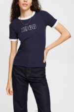 Women Esprit Navy Print t-shirt T-Shirts XF4444543
