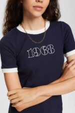 Women Esprit Navy Print t-shirt T-Shirts XF4444543 - Image 3