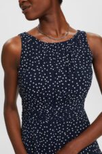 Women Esprit Navy Recycled: Chiffon dress with a gathered waist Dresses XF444467 - Image 3