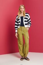 Women Esprit Navy Ribbed long sleeve top Long Sleeve XF444490 - Image 2