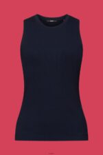 Women Esprit Navy Ribbed tank top Tank XF4444304 - Image 5
