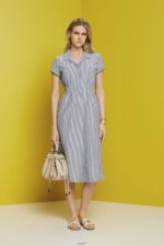 Women Esprit Navy Seersucker shirt dress, 100% cotton Dresses XF4444179 - Image 2