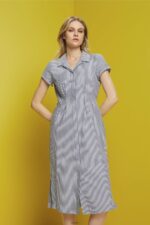 Women Esprit Navy Seersucker shirt dress, 100% cotton Dresses XF4444179