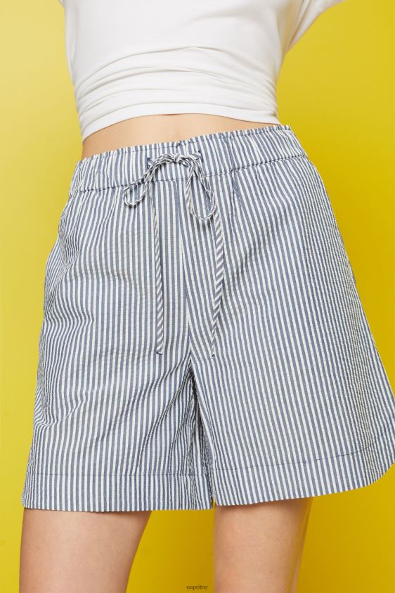 Women Esprit Navy Seersucker shorts with stripes, 100% cotton Shorts XF444496 - Image 3