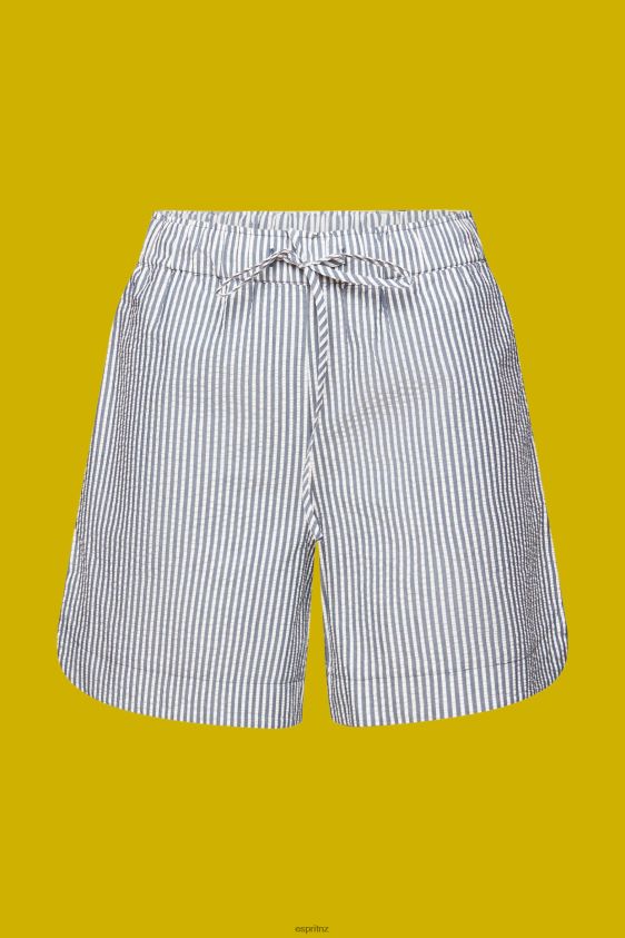Women Esprit Navy Seersucker shorts with stripes, 100% cotton Shorts XF444496 - Image 5