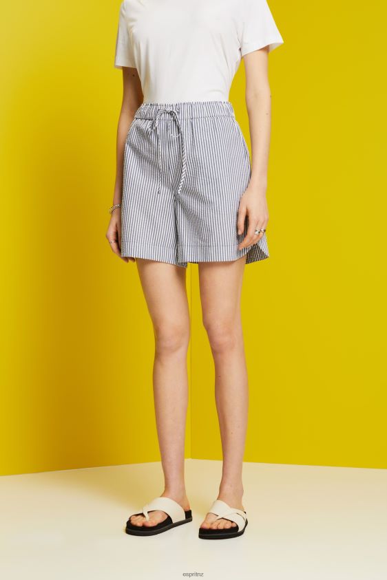 Women Esprit Navy Seersucker shorts with stripes, 100% cotton Shorts XF444496 - Image 1