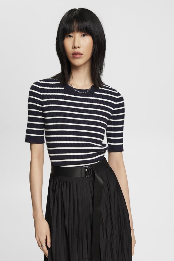 women_esprit_navy_short_sleeved_ribbed_sweater_sweaters_xf4444319.jpg Women Esprit Navy Short-sleeved ribbed sweater Sweaters XF4444319 - Image 1