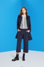 Women Esprit Navy Striped cardigan Sweaters XF4444448 - Image 2