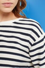 Women Esprit Navy Striped cardigan Sweaters XF4444448 - Image 3
