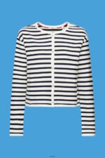 Women Esprit Navy Striped cardigan Sweaters XF4444448 - Image 5