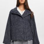 Women Esprit Navy Structured Woven Jacket Jackets XF444420