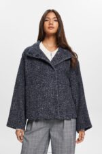 Women Esprit Navy Structured Woven Jacket Jackets XF444420