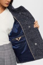 Women Esprit Navy Structured Woven Jacket Jackets XF444420 - Image 3
