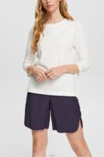 Women Esprit Off White Casual cotton slub t-shirt T-Shirts XF4444539