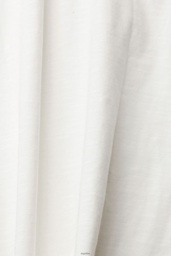 Women Esprit Off White Casual cotton slub t-shirt T-Shirts XF4444539 - Image 4